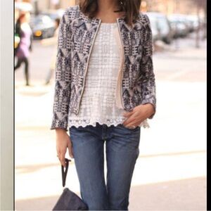 HeiHei Anthropologie Faifo Jacket Womens Size 8 Aztec Zipper Office Career